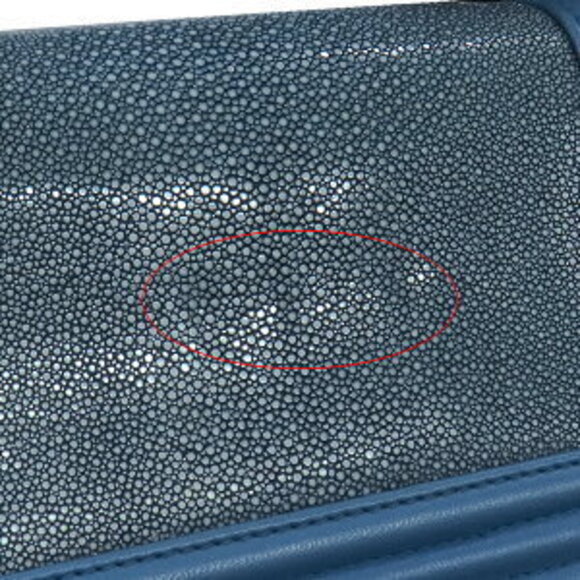 CHANEL Boy Shoulder Bag Chain Leather Galuchat Blue Coco Mark Re - Picture 9 of 14